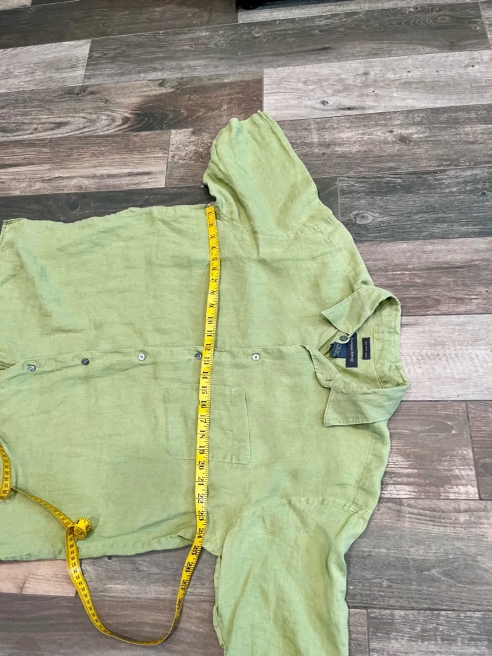 Banana Republic Men 100% Irish Linen Short Sleeve Button Shirt Size XL Olive